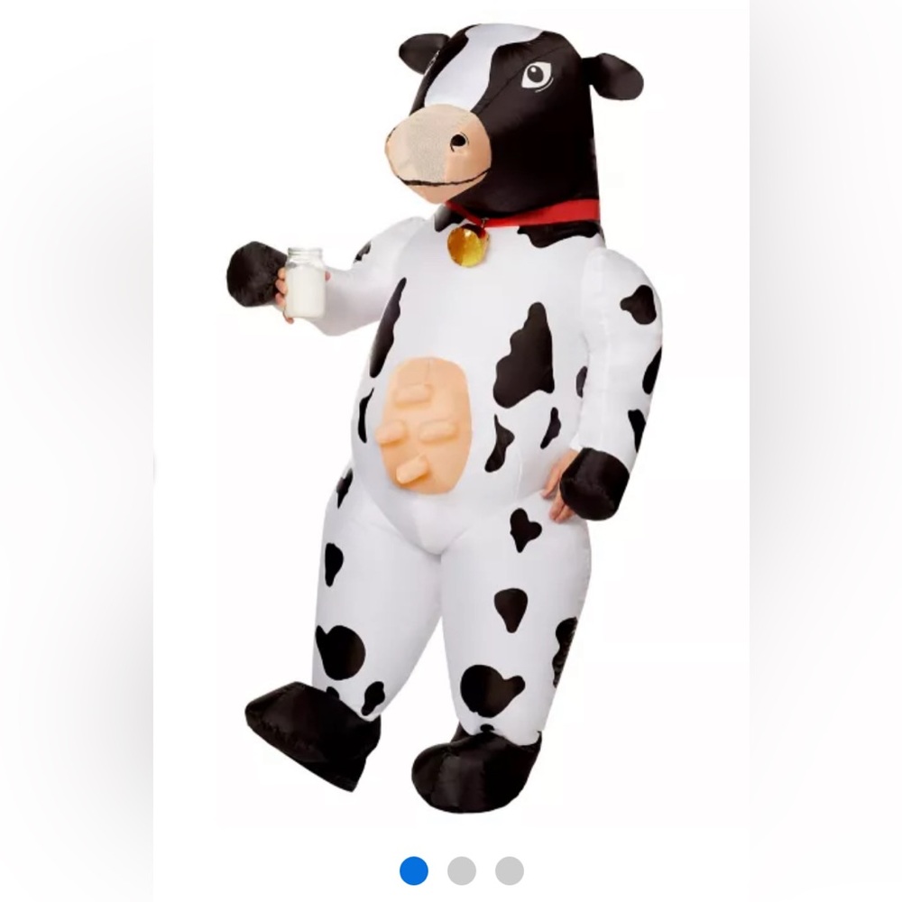 SOLD/Spirit Inflatable  Cow Costume with Black and White Spots